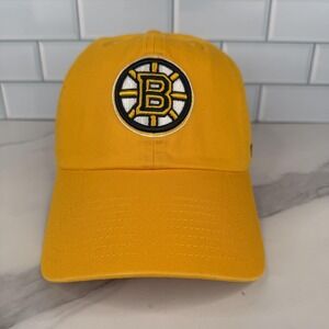 Boston Bruins Hat Cap Strap Back Mens One Size‎ Yellow NHL Hockey Embroidered 47